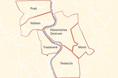 Karte der Viertel von Rom