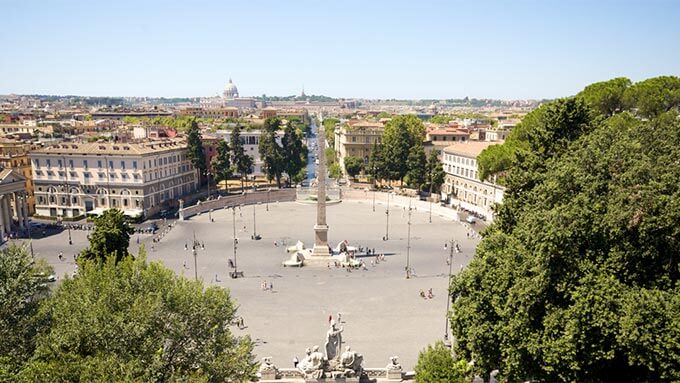 Die Piazza del Popolo von oben