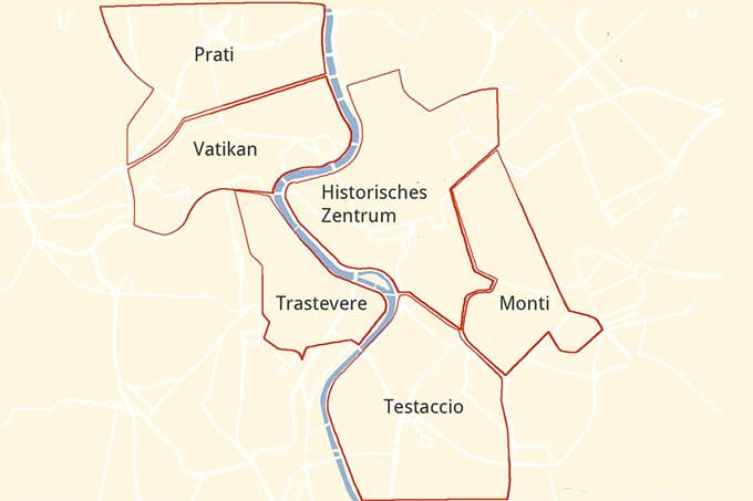 Karte der Viertel von Rom